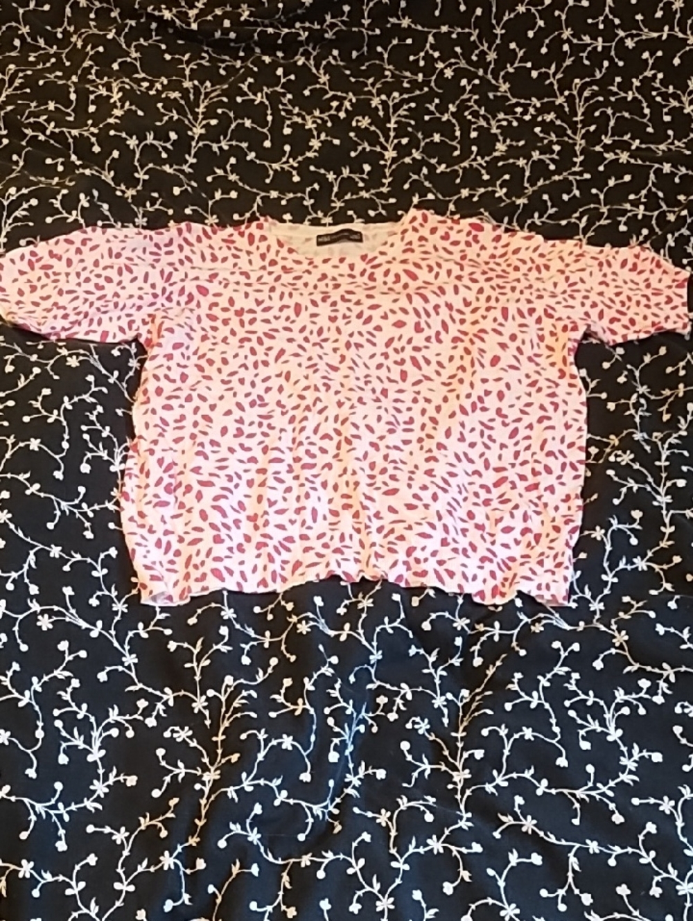 M&S Pink Leaf-Print Short Sleeve Women's Blouse